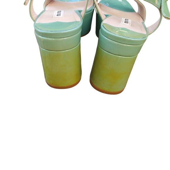 Miu Miu Green Patent Leather Crystal Platform Ankle Strap Sandals - Size 35 - Picture 9 of 9